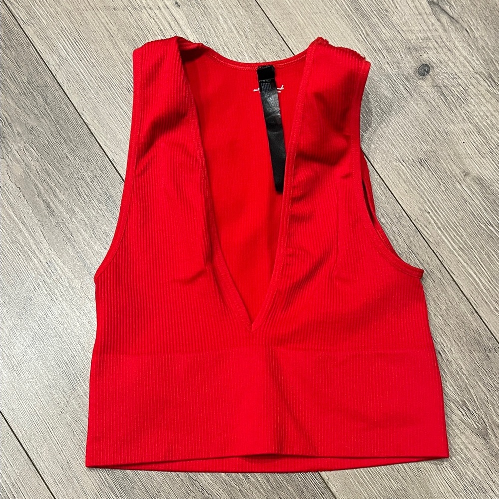Urban Outfitters Red Deep V-Neck Tank Top